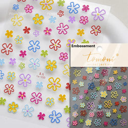 Lovely Colored Flower Fried Egg Petal Love Heart Cartoon Pink Yellow Purple Blue Delicate Charm Nail Art Stickers Manicure Decal (ONLINE ORDER ONLY)