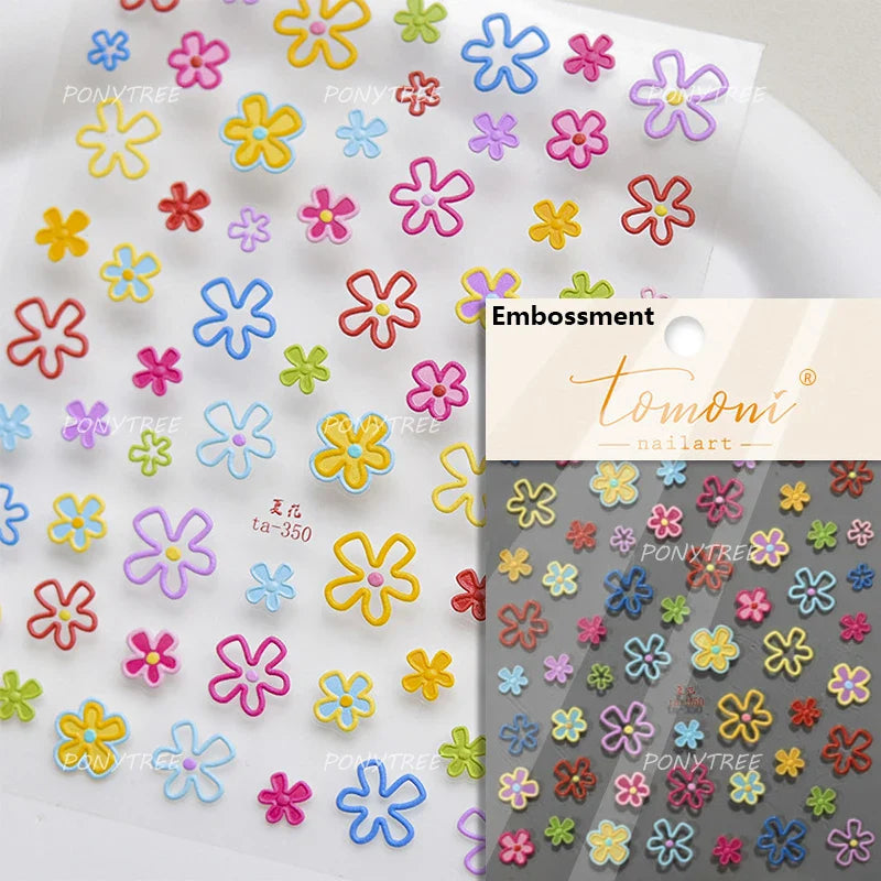 Delicate Chic White Flower Jelly Green Leaves Red Fruits Lily Gardenia Self Adhesive Nail Art Stickers Rhinestone Manicure Decal (Online Order Only)
