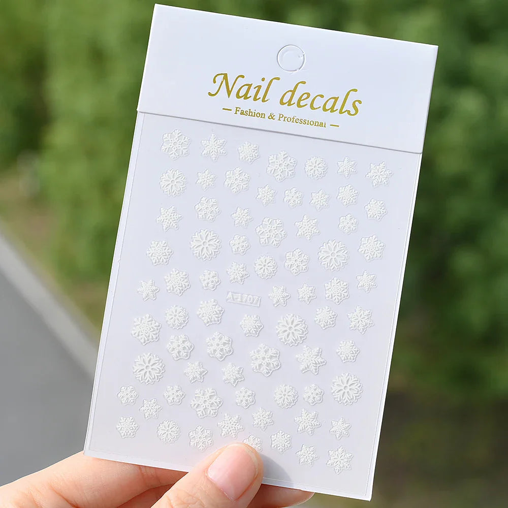 1PCS Laser Gold Snowflake Christmas Tree Nail Sticker 3D Adhesive Nail Decals Nail Art Accessories New Christmas Decoration 2024 (ONLINE ORDER ONLY)