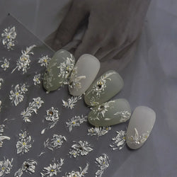 Petal Numerous Flowers Luxuriant Plant Garden Yellow Stamen Charming 5D Soft Relief Adhesive Nail Art Sticker 3D Manicure Decals (ONLINE ORDER ONLY)