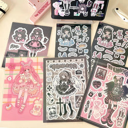 Korean Cute Maid Devil Angel Girl Stickers Scrapbooking DIY Album Decoration Sticker Aesthetic Personalized Kawaii Stationery (ONLINE ORDER ONLY)