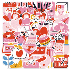 10/30/50PCS Cartoon Pink Love Stickers Valentine's Day Cute Decals PVC Waterproof Skateboard Laptop Phone Car Sticker For Kids (ONLINE ORDER ONLY)
