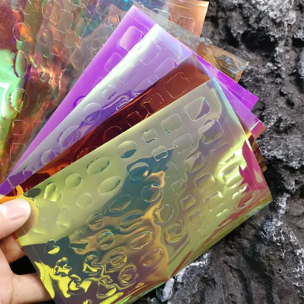 10/11/16Pcs Vibrant Aurora Holographic Nail Foils Ice Cube Cellophane Laser Jewelry Candy Nail Stickers Chameleon Manicure Decor (ONLINE ORDER ONLY)