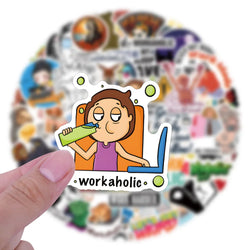 Workaholic Cartoon Stickers Pack - Funny Graffiti DIY for Scrapbook, Laptop, Phone, Guitar, Car, Bike, Skateboard (Online Order Only)