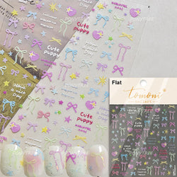 Black Rabbit Bunny Ribbon Bowknot Flower Cake Daisy Dessert Knife Fork Butterfly Self Adhesive Nail Art Stickers Manicure Decals (ONLINE ORDER ONLY)