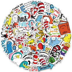 Doctor Seuss Cartoon Stickers for Laptop, Snowboard, Luggage, Car, Fridge, DIY Vinyl (10/30/50 Pcs) (Online Order Only)