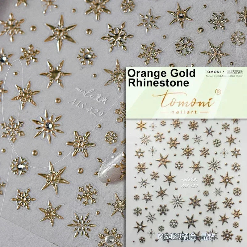Black White Christmas Tree Snowflake Bowknot Snowman Socks Star Santa Hat Deer Rhinestone Winter Nail Art Sticker Manicure Decal (Online Order Only)