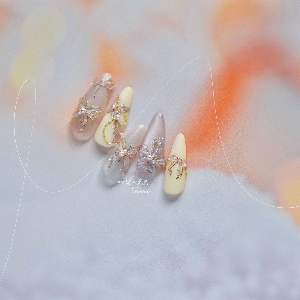 Cute Jelly Bowknot Butterfly Chic Animals Ribbon Tie Shine 3D Fantasy Nail Art Decorations Stickers DIY Dreamy Manicure Decals (Online Order Only)