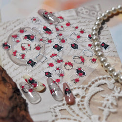 Metal Effect Rose Flower Pattern Totem Photo Frame Self Adhesive Nail Art Sticker Romantic Chic Wreath Rhinestone Manicure Decal (Online Order Only)