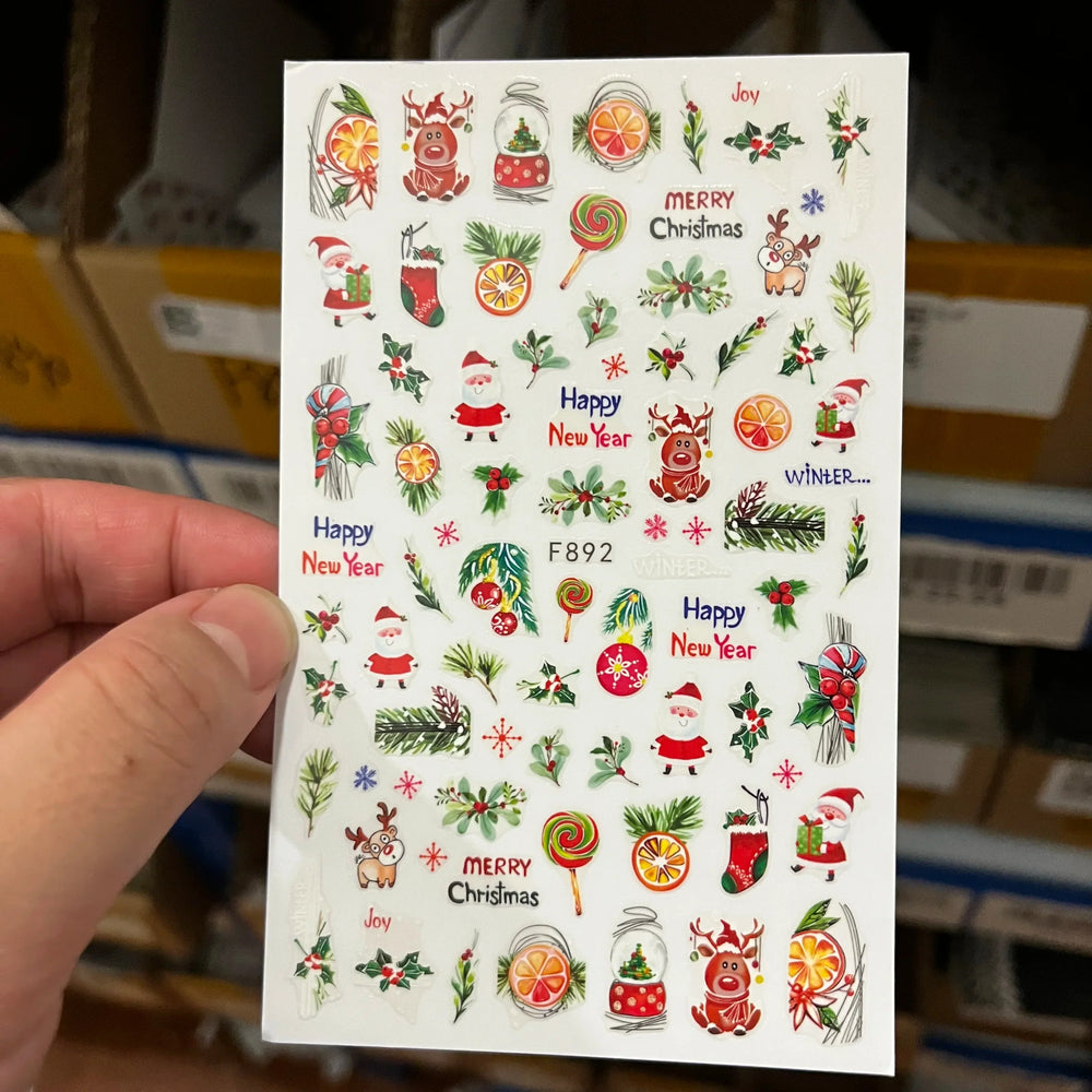 1PCS Laser Gold Snowflake Christmas Tree Nail Sticker 3D Adhesive Nail Decals Nail Art Accessories New Christmas Decoration 2024 (ONLINE ORDER ONLY)