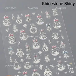 Crystal Ball Santa Claus Snowman Bowknot Red Christmas Tree Bell Socks Self Adhesive Nail Art Stickers Snowflake Manicure Decals (ONLINE ORDER ONLY)