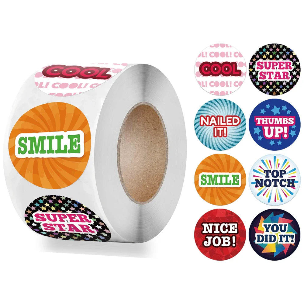 50-500pcs Reward Stickers Roll Kids Sticker Scrapbooking Star 25mm 3D Cartoon Multicolor Funny Toys For Children Stickers (Online Order Only)