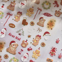 Santa's Hat Candy Santa Claus Christmas Tree Bell Elk 5D Self Adhesive Nail Art Stickers Button Snowflake Cherry Manicure Decals (ONLINE ORDER ONLY)