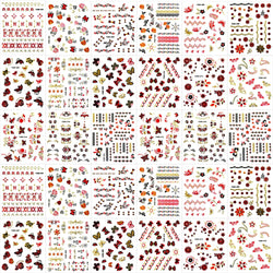 30Pcs/Set Red Golden 3D Nail Art Sticker Hot Stamping Hollow Decals Mixed Designs Adhesive Flower Nail Tips Letter Butterfly Set (Online Order Only)