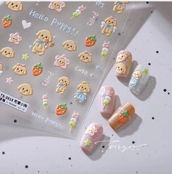 Lovely Dog Puppy Dream Heart Flower Star Pizza Food Sugar Skewers Strawberry Desserts Adhesive Nail Art Stickers Manicure Decals (Online Order Only)
