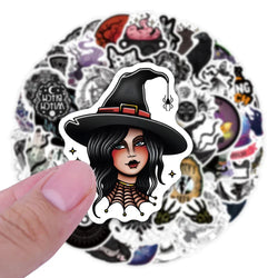 Horror Witch Cartoon Stickers for Laptop Luggage Skateboard Decals (Online Order Only)