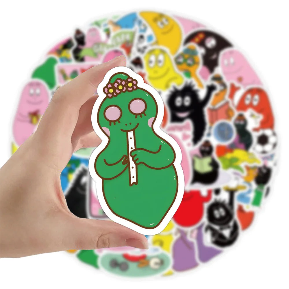 10/52Pcs Cute Les Barbapapa Stickers Skateboard Guitar Suitcase Freezer Motorcycle Classic Toy Decal Funny Sticker (ONLINE ORDER ONLY)