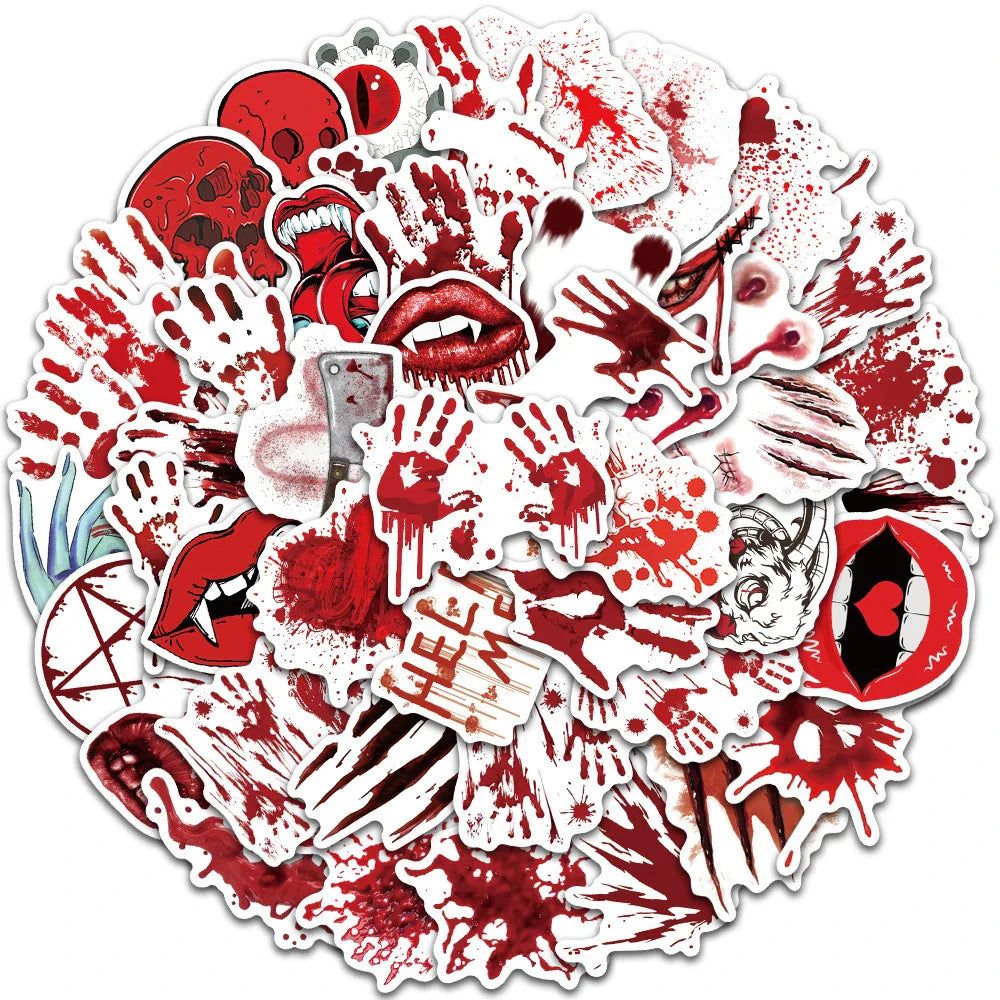 Horror Stickers Pack: Waterproof Decals for Skateboard, Luggage, Guitar, Phone, Motorcycle, Car, Laptop (10/30/48pcs) (Online Order Only)