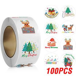 100-500pcs Santa Claus Tree Paper Label Cartoon Merry Christmas Sticker New Year Cute Snowman Stationery Stickers For Kids Gift (Online Order Only)