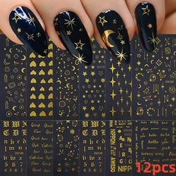 12 Sheets Valentines Nail Stickers Red Heart Nail Art Sticker Decal Solid Hollow Heart 3D Self-Adhesive Design Nail Art Supplies (ONLINE ORDER ONLY)