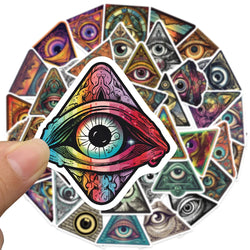 10/50Pcs Funny Cartoon Colorful All Seeing Eyes Graffiti Sticker for Luggage Skateboard Guitar Waterproof Creative Stickers (Online Order Only)