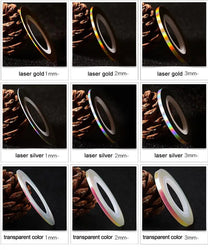 10pcs Nail Striping Tape Metallic Yarn Line Gold/Silver Striping Sticker Holographic 3D Strips Liner Tape Adhesive Manicure Foil (Online Order Only)