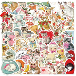 50Pcs Vintage Animals Clipart Animal Cartoon Stickers DIY Scrapbooking Guitar Snowboard Motorcycle Luggage Toy Sticker (ONLINE ORDER ONLY)