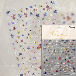 Wild Flower Oil Painting Small Variegated Daisy Peach Blossom Lavender Spring Petal Adhesive Nail Art Stickers Manicure Decals (Online Order Only)