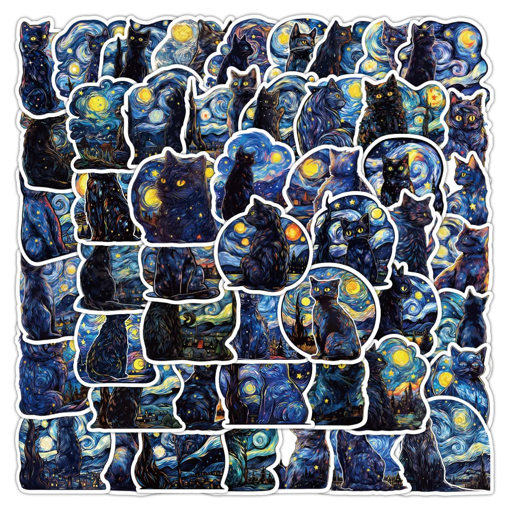 Starry Sky Cat Stickers for Phone Laptop Luggage Skateboard - 10/30/50PCS (Online Order Only)
