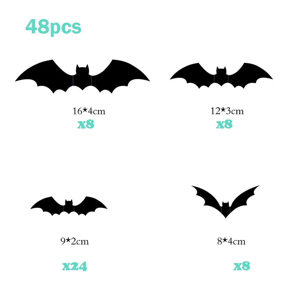 72/48/12Pcs 3D Wall Stickers Bat Stickers Halloween Decoration Vinyl Sticker Bat Sticker for Home Halloween Party Decorations (Online Order Only)