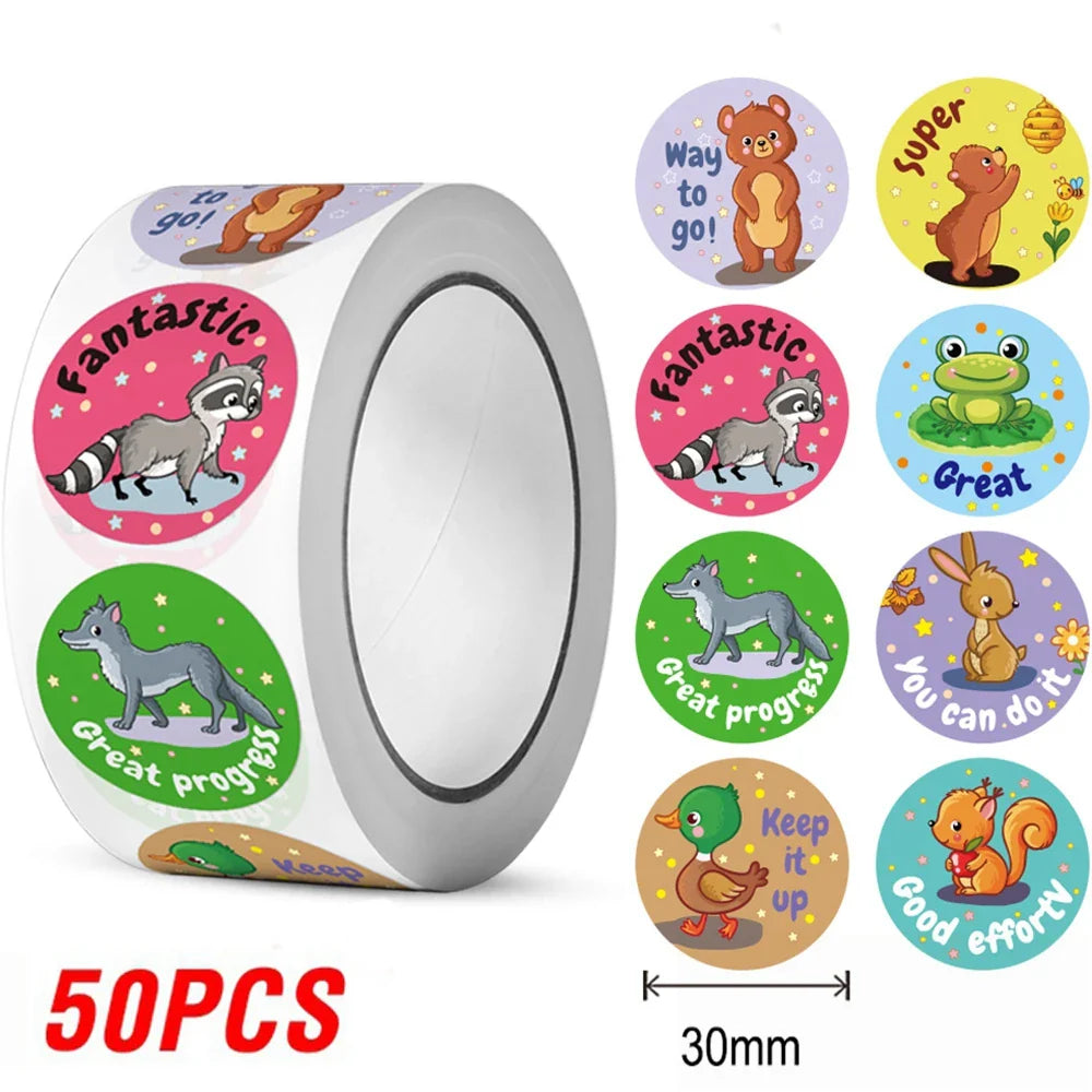 100-300pcs Animal Cartoon Stickers For Kids School Teacher Reward Stickers Classic Kids Toy Cute Stationery Supplies Label ﻿ (ONLINE ORDER ONLY)