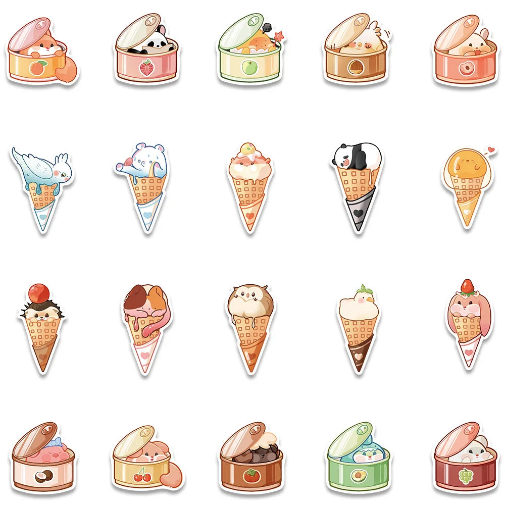 10/30/50PCS kawaii Animal Food Cute Sticker DIY Hand Account Notebook Phone Suitcase Fridge Guitar Kids Toy Funny Cartoon Decals (Online Order Only)