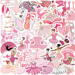 50pcs Cute Pink Ballet Dance Girls Stickers DIY Decoration For Laptop Notebook Suitcase Laptop Phone Sticker Toy Art Decals ﻿ (ONLINE ORDER ONLY)
