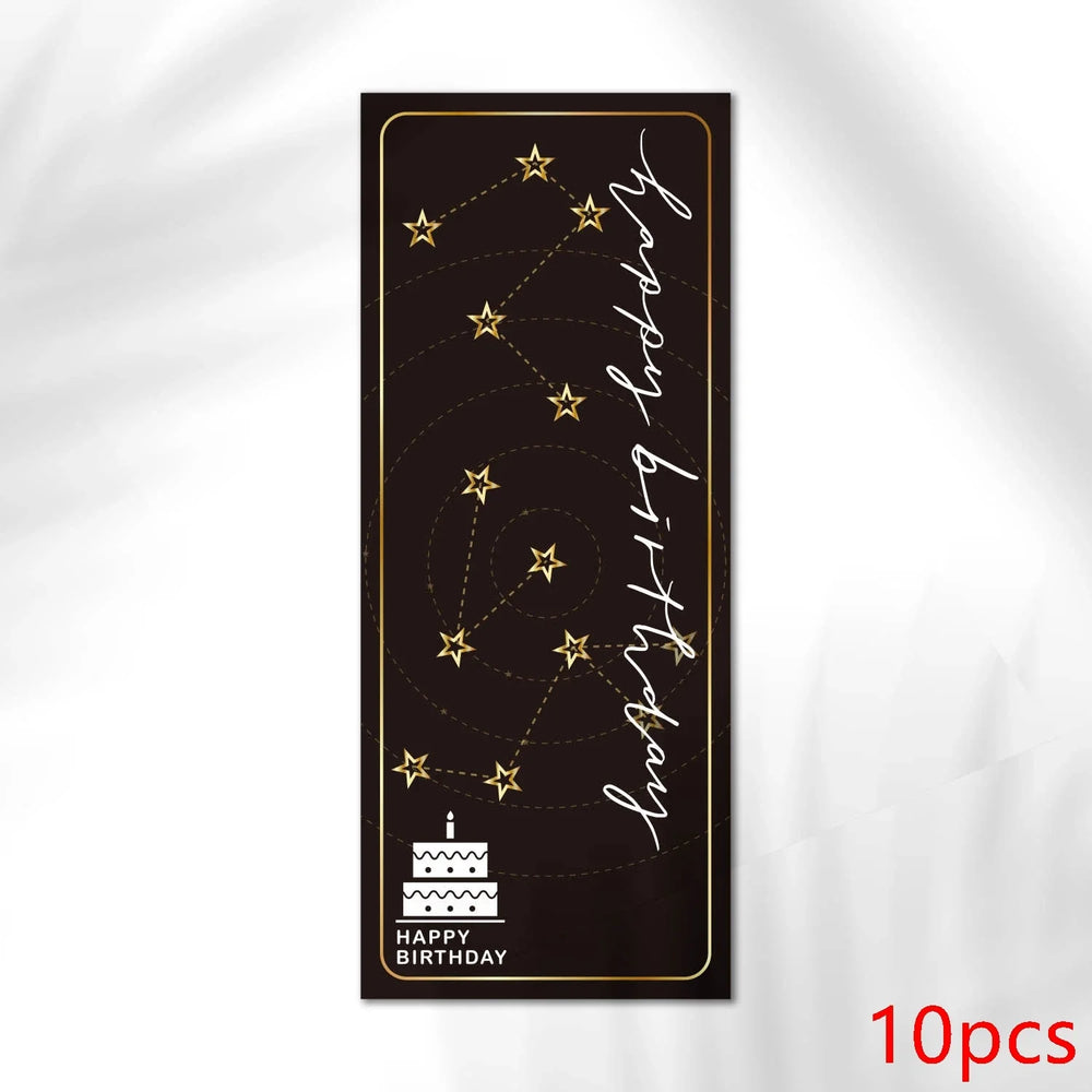 10-30pcs "Happy Birthday To You" Stickers 6*15cm Pink Blue Black Birthday Gift Package Decor Seal Labels Exquisite Stickers (Online Order Only)