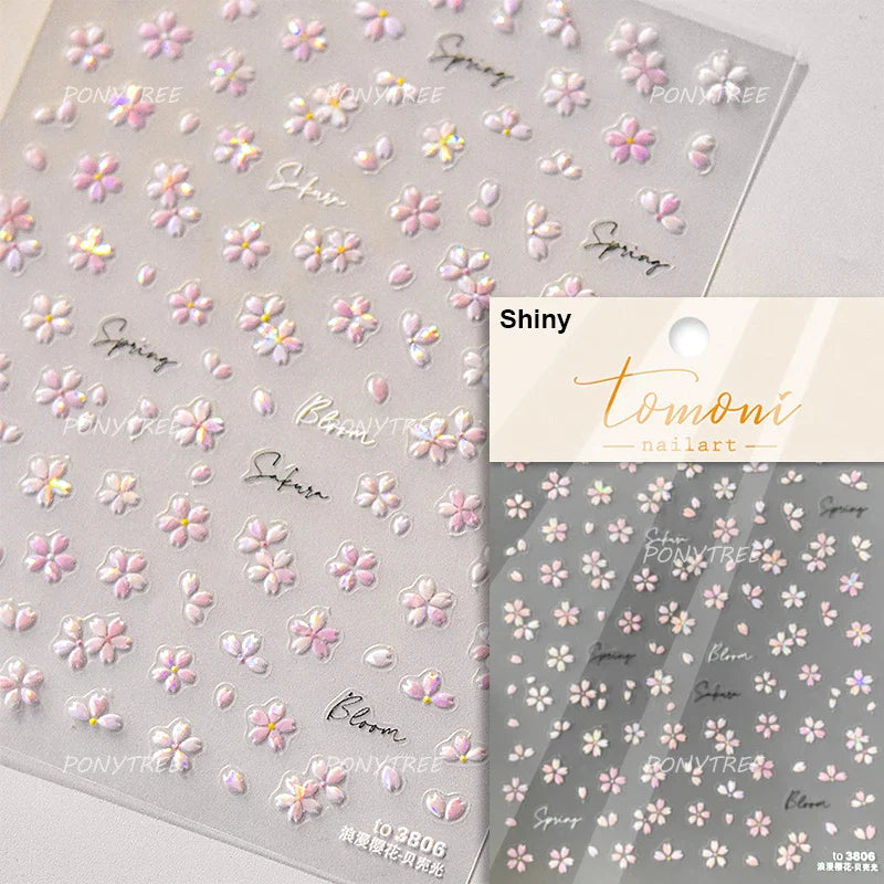 Mini Colourful Flower Black Yellow Petal Wreath 5D Chic Embossed Reliefs Delicate Self Adhesive Nail Art Stickers Manicure Decal (Online Order Only)