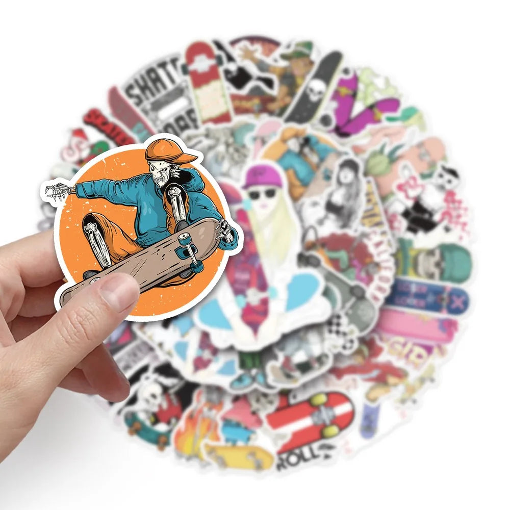 10/50PCS Sports Skateboard Stickers Laptop Bicycle Guitar Skateboard Sticker Kid DIY Graffiti Waterproof Personalized Stickers (Online Order Only)