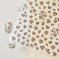 Flat Small Pink Brown Halo Dyeing Love Heart Geometric Leopard Shiny Jelly Chic Embossed Relief Nail Art Stickers Manicure Decal (Online Order Only)