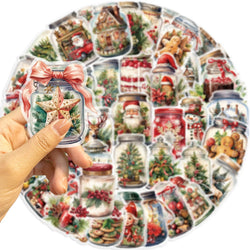 50PCS Christmas Bottle Simple Decals Cute Stickers PET Material Aesthetic Phone Notebook Suitcase Laptop Fridge Wall Sticker﻿ (ONLINE ORDER ONLY)