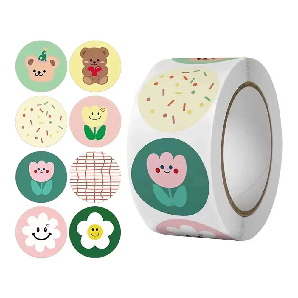 100-500pcs Round Cartoon Toys Animal stickers for kids Teacher Reward Encourage Sticker Office Stationery for children (Online Order Only)