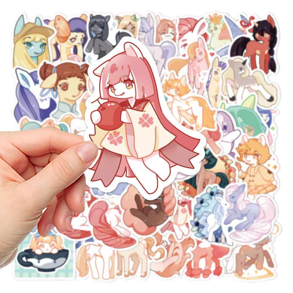 10/30/50PCS Fantasy Creature Cute Cartoon Pony Stickers Kawaii Animal Decals Kids Toy DIY Scrapbook Phone Fridge Laptop Bike Car (ONLINE ORDER ONLY)
