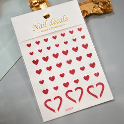 1Pc Red Pink White Heart Bow Nail Art Stickers with Glitter Sequins 5D Self Adhesive Nail Decorations Slider Decals DIY Manicure (ONLINE ORDER ONLY)