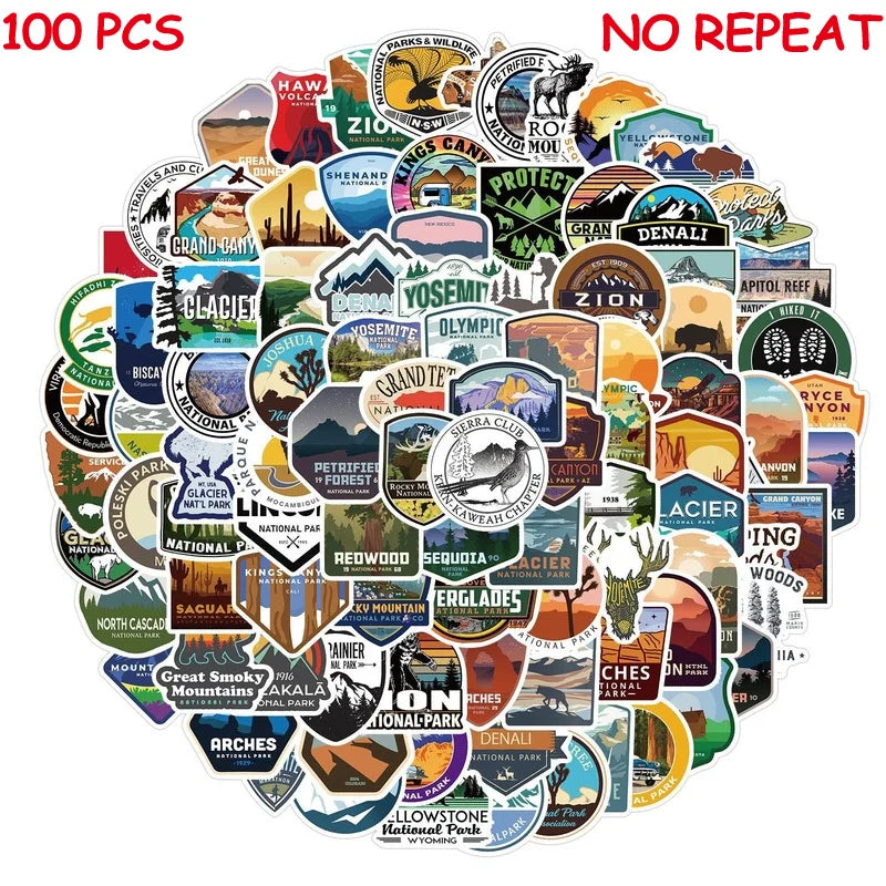 National Park Landscape Stickers for Laptop, Phone, Luggage, Guitar, Skateboard, Car - 10/50/100pcs (ONLINE ORDER ONLY)