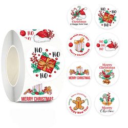 100-500pcs Merry Christmas Sticker , Round Adhesive Decoration Sticker for Cards Envelope Seal Xmas Gift Wraps Box Bags (ONLINE ORDER ONLY)