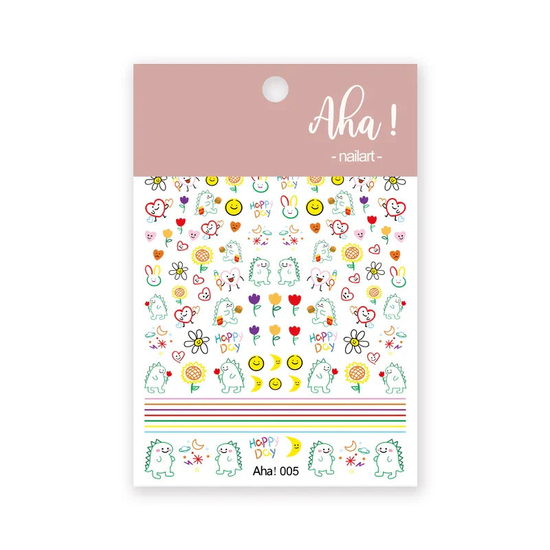 1pc Cute White Cloud Nail Stickers Ultra Thin Nail Art Stickers Self Adhesive Decals Star Moon/Flower/Clouds Kawaii Nail Decals (Online Order Only)