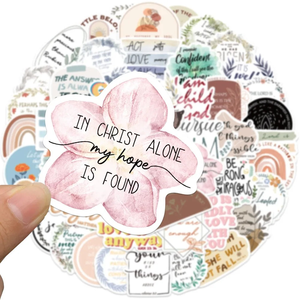 50pcs Christian Bible Stickers for Laptops, Water Bottles, Phones, Kids Toys (Online Order Only)