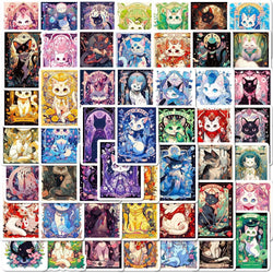10/50pcs Ins Cute Cartoon Cat Tarot Aesthetic Graffiti Stickers DIY Luggage Phone Skateboard Laptop Guitar Sticker Decals Toys (ONLINE ORDER ONLY)