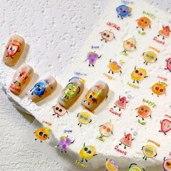 Interesting Joyful Fruits Apple Strawberry Orange Watermelon Grape Lemon Pear Vitamins Colored Nail Art Stickers Manicure Decals (ONLINE ORDER ONLY)