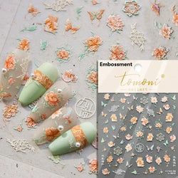 Hummingbird Iris Butterfly Peony Rose Tulip Daisy Lily Flowers Morning Glory Pearl Rhinestones Nail Art Sticker Decoration Decal (ONLINE ORDER ONLY)