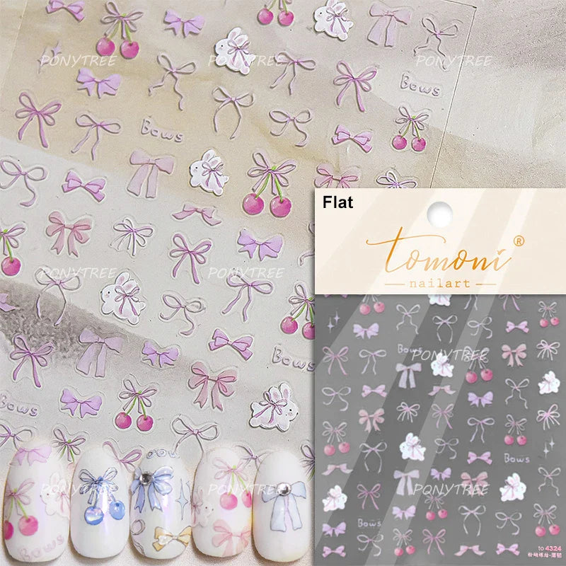 Lovely Mini Red Cherry Jelly Star Sun Fruit Charming Silver 3D 5D Self Adhesive Nail Art Stickers Cute Manicure Decals Wholesale (ONLINE ORDER ONLY)