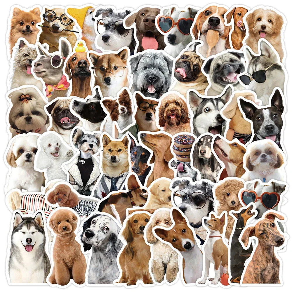 Cute Dog Stickers Pack - Cartoon Decals for Laptop, Phone, Suitcase, Diary (Online Order Only)